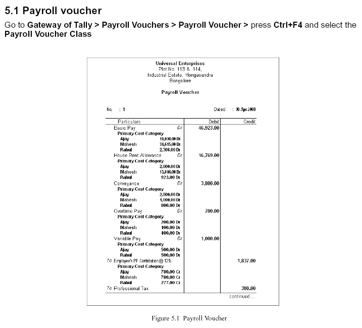 ' Payroll Voucher' Report @ Tally.ERP 9
